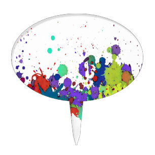FUNNY COLOR SPLASH I + your backgr. & ideas Cake Topper