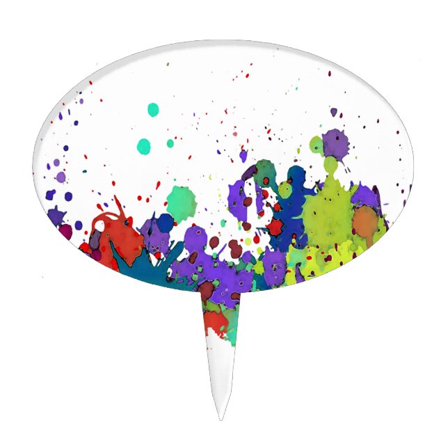 FUNNY COLOR SPLASH I + your backgr. & ideas Cake Topper (Front)