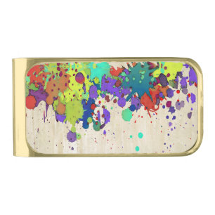 FUNNY COLOR SPLASH I + your backgr. & ideas Gold Finish Money Clip