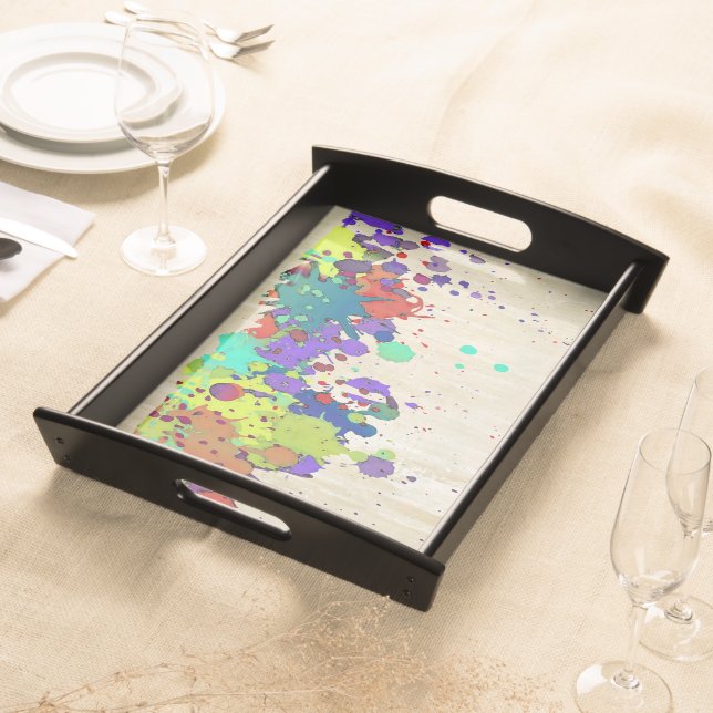FUNNY COLOR SPLASH I + your ideas Serving Tray (Front)
