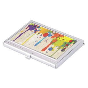 FUNNY COLOR SPLASH II + your backgr. & ideas Business Card Case