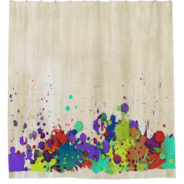 FUNNY COLOR SPLASHes I + your backgr. & ideas Shower Curtain (Front)