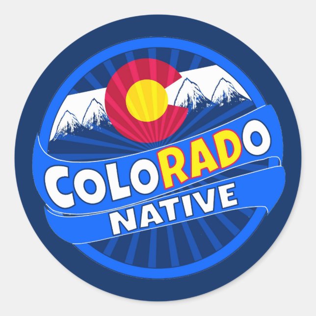 Funny Colorado flag rad native stickers (Front)