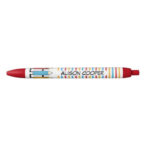 Funny colored pencils comics style black ink pen