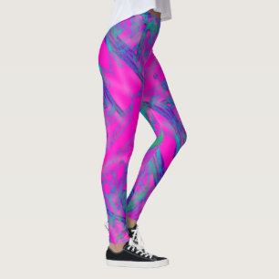 Funny Colorful Abstract Paint Pink Blue Turquoise Leggings