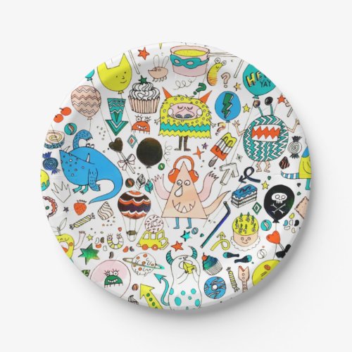 Funny Colorful Alien Monsters Party  Paper Plates
