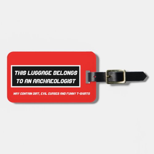Funny colorful archaeologist luggage tag