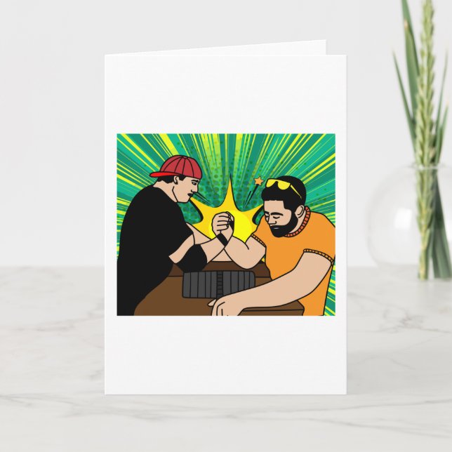 Funny Colorful Arm Wrestling Card (Front)