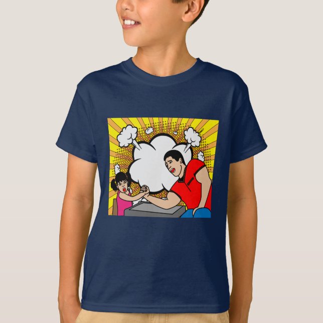 Funny Colorful Arm Wrestling T-Shirt (Front)