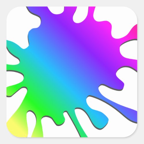Funny Colorful Art Rainbow Paint Splatter Square Sticker