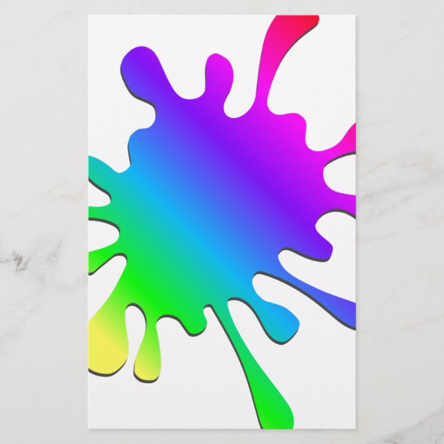 Funny Colorful Art Rainbow Paint Splatter Stationery (Front)