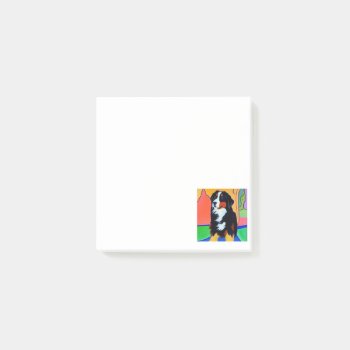 Funny Colorful Bernese Mountain Dog Art Post-it Notes by Petspower at Zazzle