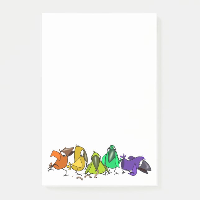 Funny Colorful Birds Post-it Notes (Front)