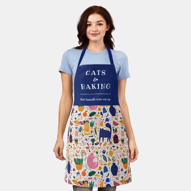 Funny Colorful Boho Cats Desert Pattern   Apron (Worn)