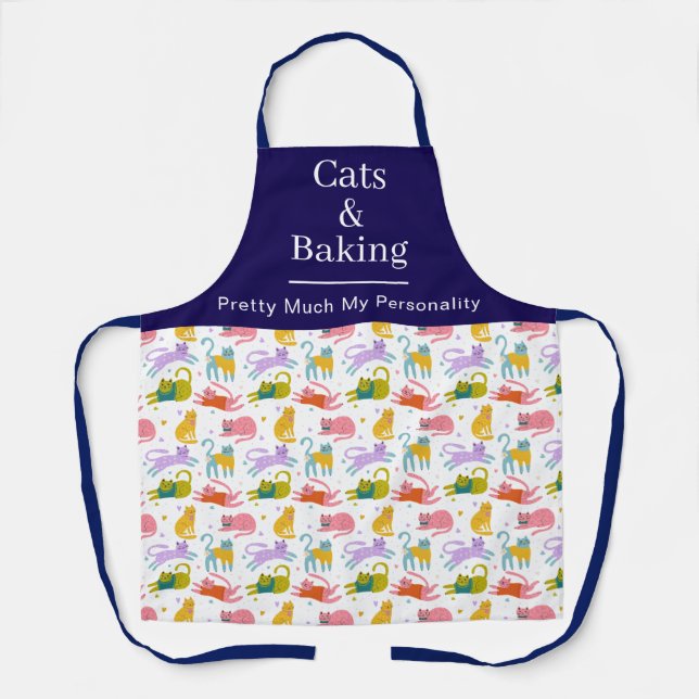 Funny Colorful Boho Desert Cats Pattern Apron (Front)