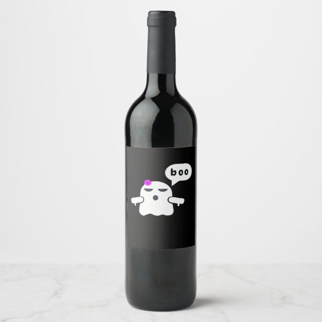 Funny Colorful Boo Of Disapproval Girl Wine Label (Front)