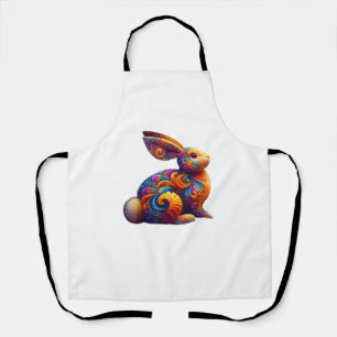 Funny Colorful Bunny Rabbit Fractal Cosmic Swirl A Apron