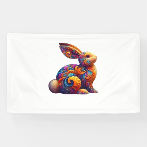 Funny Colorful Bunny Rabbit Fractal Cosmic Swirl A Banner