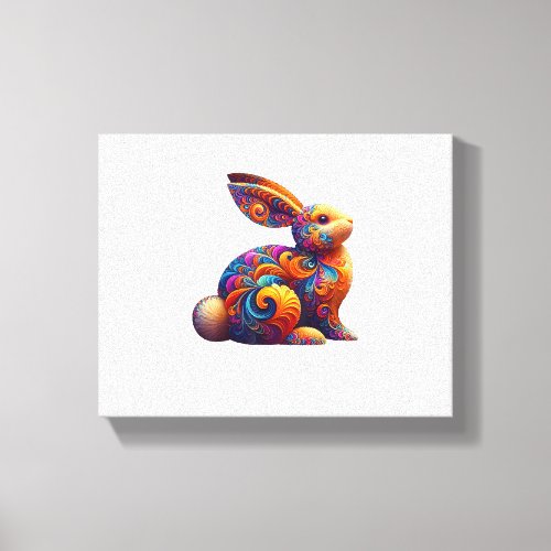 Funny Colorful Bunny Rabbit Fractal Cosmic Swirl A Canvas Print