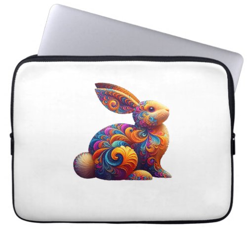 Funny Colorful Bunny Rabbit Fractal Cosmic Swirl A Laptop Sleeve