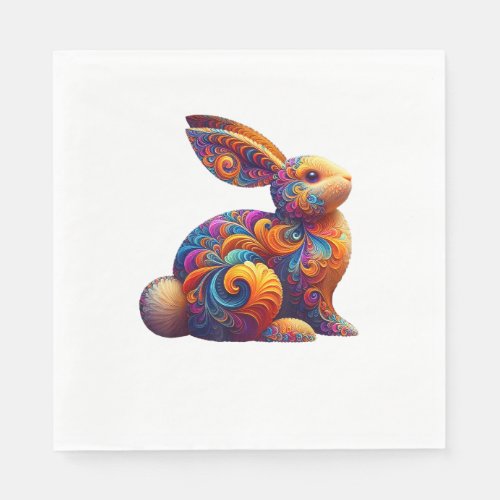 Funny Colorful Bunny Rabbit Fractal Cosmic Swirl A Napkins