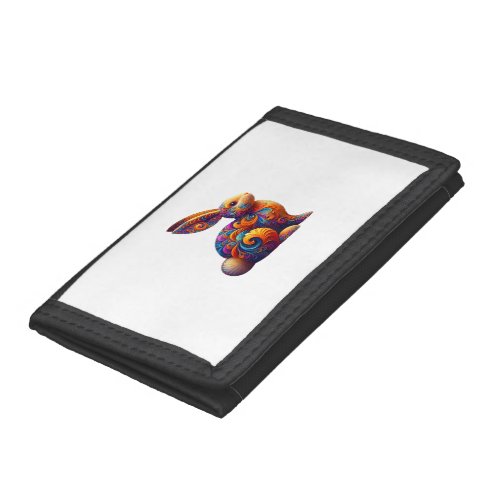 Funny Colorful Bunny Rabbit Fractal Cosmic Swirl A Trifold Wallet