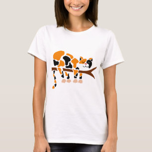Funny Colorful Calico Cat Art T-Shirt