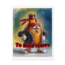 Funny, Colorful Can of Beer very Happy on a