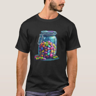 Funny colorful candy and sweets in jar T Shirt