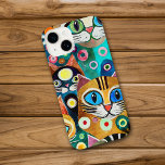 Funny Colorful Cartoon Abstract Cats iPhone 14 Case<br><div class="desc">This cute abstract phone case features a collage of funny cartoon cats with big eyes. The colorful image is in tones of blue,  orange tan,  green,  red,  pink,  yellow and white. Colorful,  and definitely eye catching!</div>