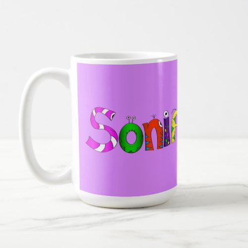 Funny Colorful Cartoon Character  Sonia Coffee Mug