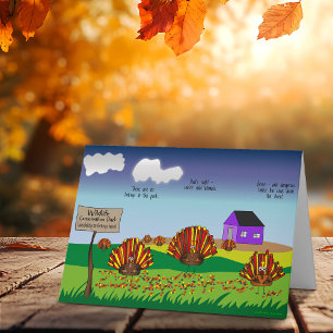 Funny, Colorful, Cartoon Holiday Turkey Card