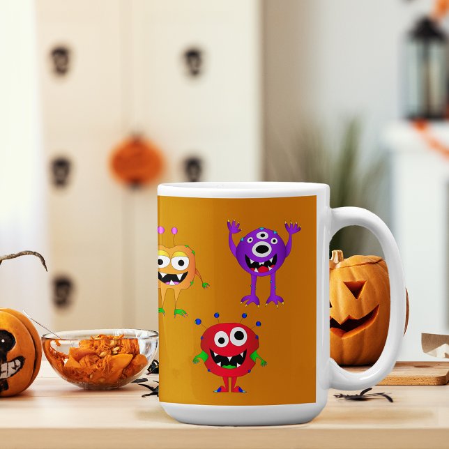Funny, Colorful, Cartoon Monsters Coffee Mug (Hey, check out this most awesome cartoon monster Halloween mug!)