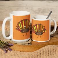 Funny, Colorful Cartoon Thanksgiving Turkey Coffee Mug
