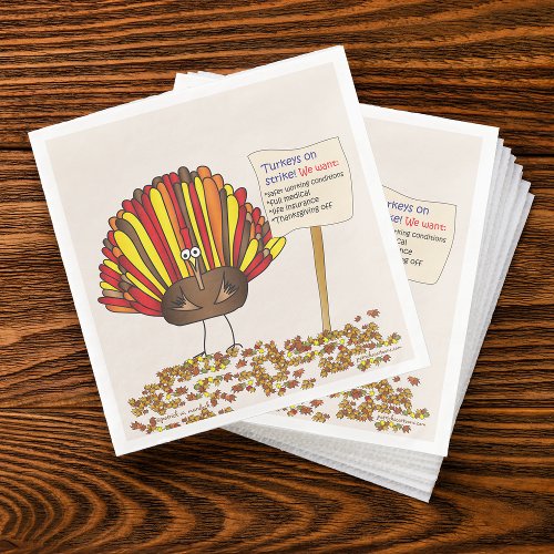 Funny Colorful Cartoon Thanksgiving Turkey Paper Dinner Napkins