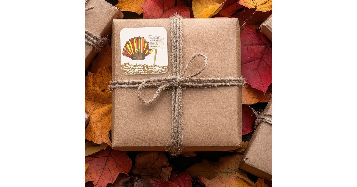 Funny, Colorful Cartoon Thanksgiving Turkey Square Sticker | Zazzle