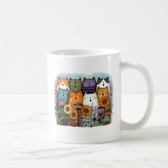 Funny Colorful Cat Coffee Mug (Right)