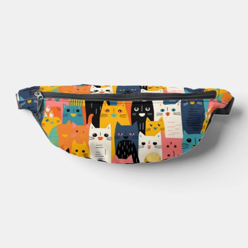 Funny Colorful Cat Faces Pattern Fanny Pack
