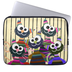 Funny colorful cats laptop sleeve
