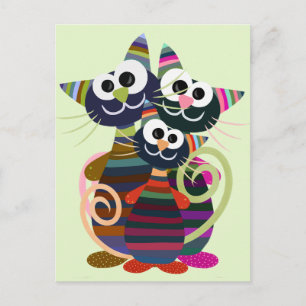 Funny colorful cats postcard