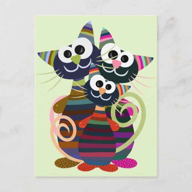 Funny colorful cats postcard (Front)