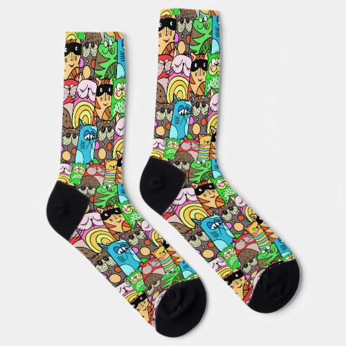 Funny Colorful Cats Socks