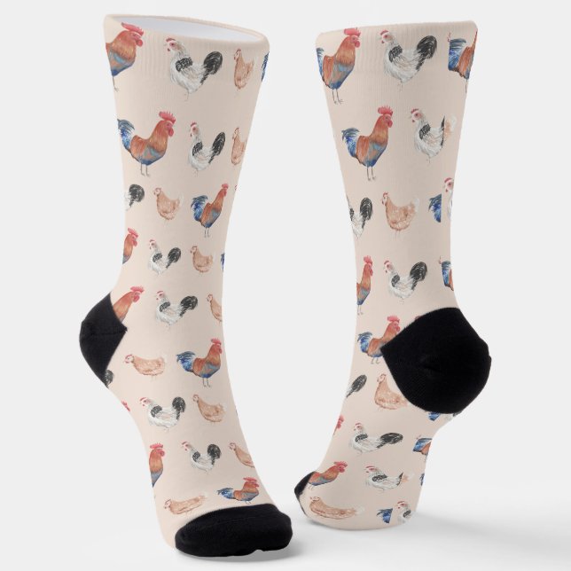 Funny Colorful Chicken Hen  Socks (Angled)