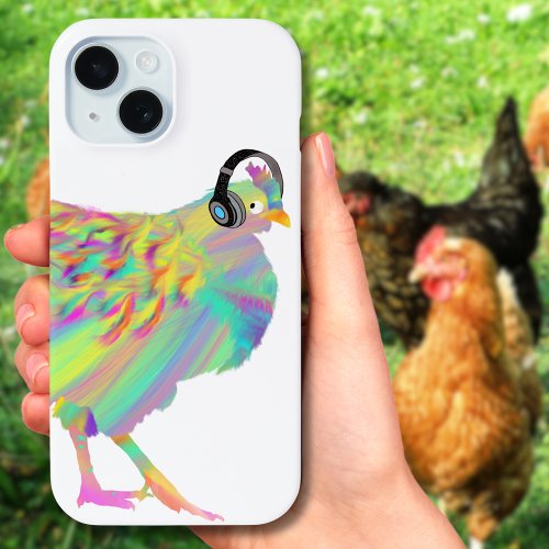 Funny Colorful Chicken illustration  iPhone 15 Case