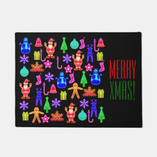 Funny Colorful Christmas Gingerbread Door Mat