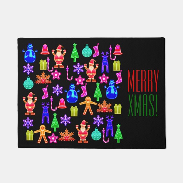 Funny Colorful Christmas Gingerbread Door Mat (Front)