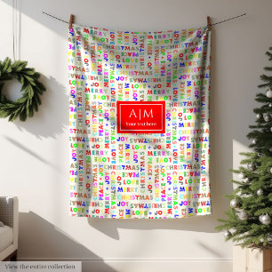 Funny colorful Christmas lettering holiday blanket