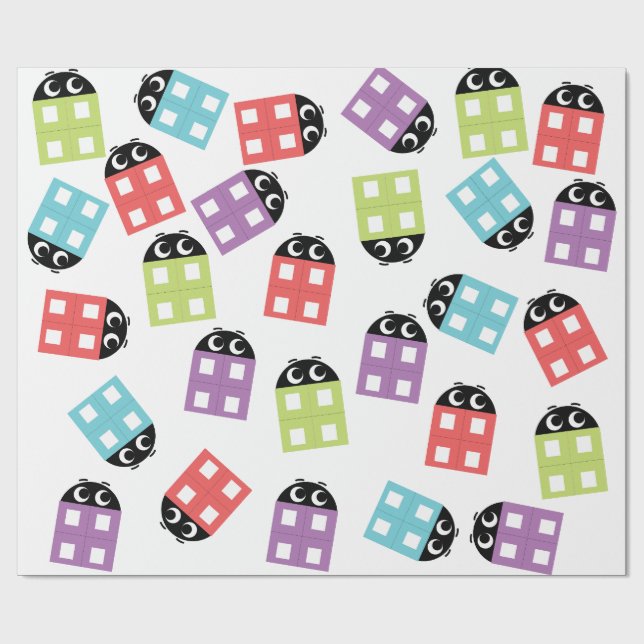 Funny colorful cute bricks  wrapping paper (Flat)