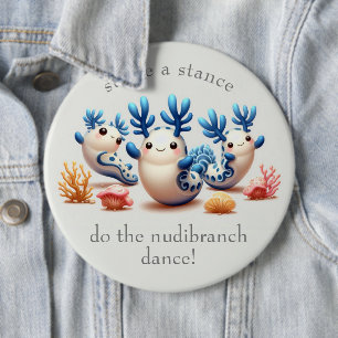 Funny Colorful Dancing Nudibranchs and Corals Button