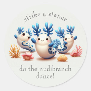 Funny Colorful Dancing Nudibranchs and Corals Classic Round Sticker